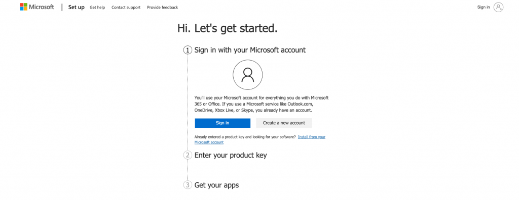 setup Microsoft account